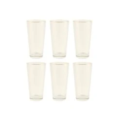 OTIX Waterglazen Longdrink Glazen Set Van 6 Stapelbaar 400ml Met Gouden Rand