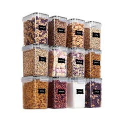 LW Collection Voorraadpotten 12 Stuks Met Stickers 1.4L