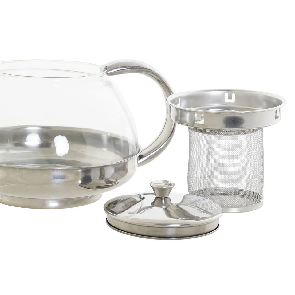 Items Theepot - Glas - RVS - 1050 Ml - Met Filter En Handvat - Afbeelding 2