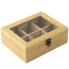 HI Theedoos/kist - 6-vaks - Bamboe Hout - 21 X 17 X 8 Cm
