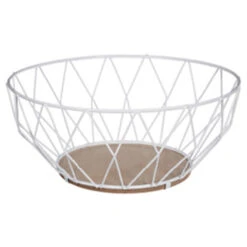 5Five Fruitmand/fruitschaal - Draad Metaal - Wit - Dia 28 Cm