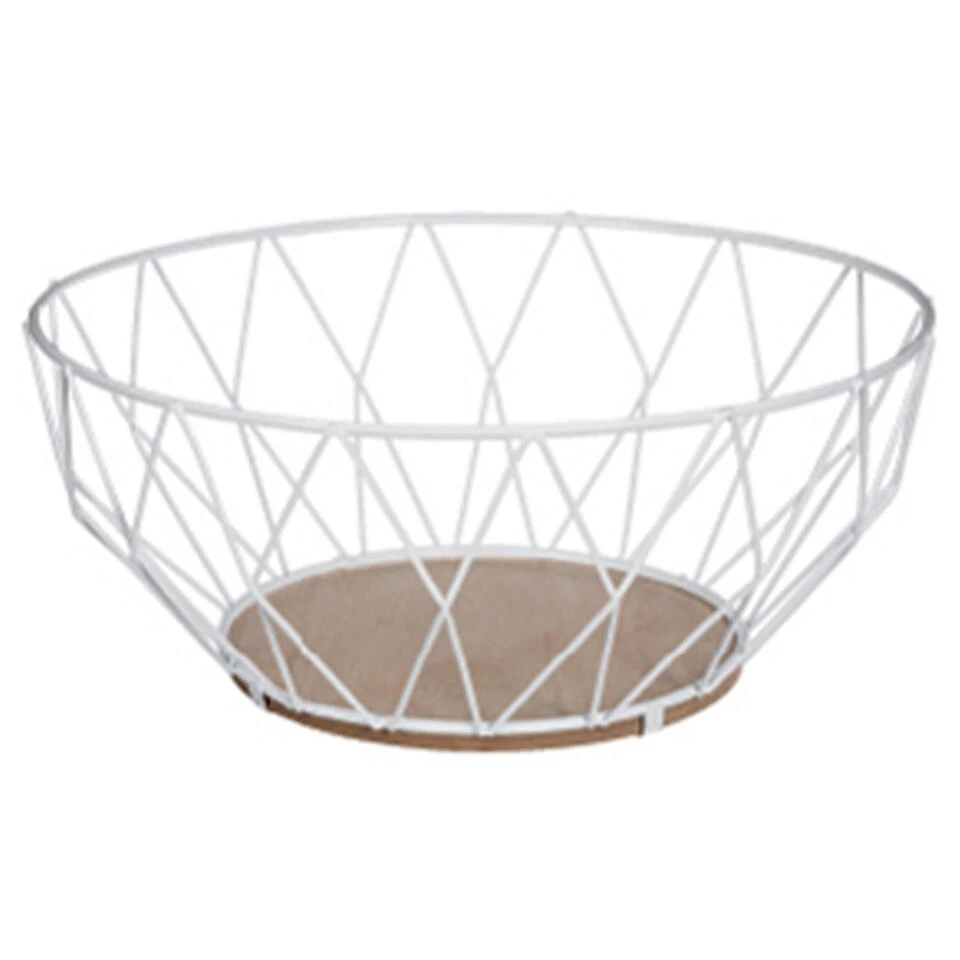 5Five Fruitmand/fruitschaal - Draad Metaal - Wit - Dia 28 Cm