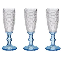 Vivalto - Luxe Champagneglazen Monaco Serie Set 6x Blauwe Voet 180 Ml