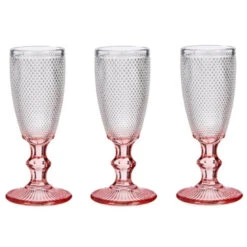 Vivalto - Luxe Champagneglazen Monaco Serie Set 6x Op Roze Voet 180 Ml