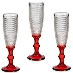 Vivalto - Luxe Champagneglazen Monaco Serie Set 6x Op Rode Voet 180 Ml