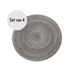 Krumble Placemat Rond - Zilver/grijs - Set Van 4