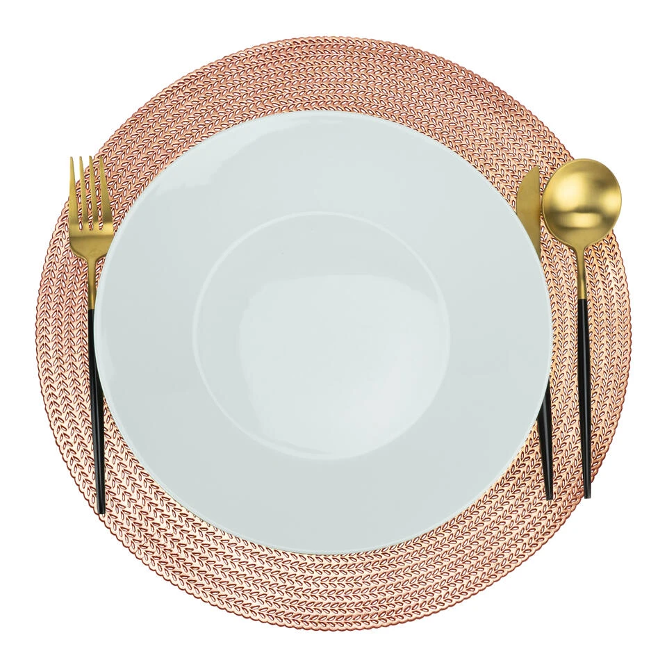 Krumble Placemat Rond - PVC - Rosegoud - Set Van 4 - Afbeelding 2