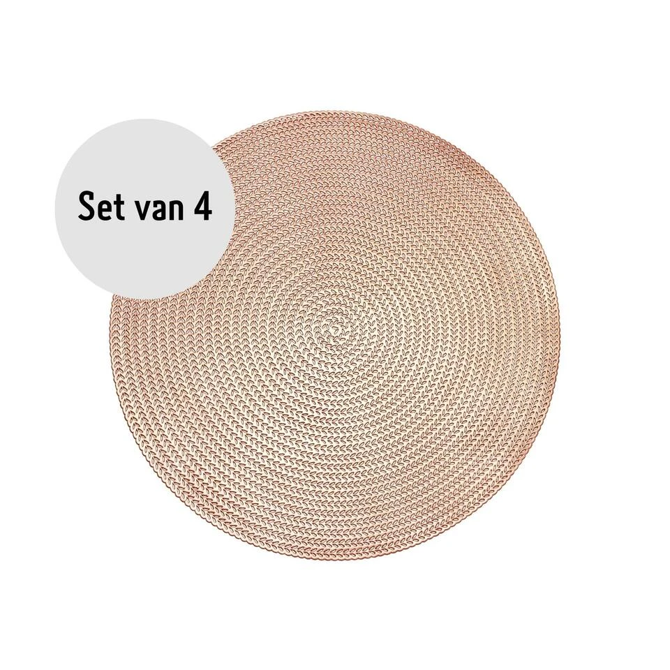 Krumble Placemat Rond - PVC - Rosegoud - Set Van 4