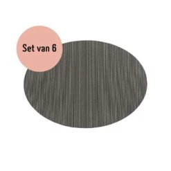 QUVIO Placemat Ovaal - 32 X 45 Cm - Grijs/bruin - Set Van 6