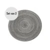Krumble Placemat Rond - Zilver/grijs - Set Van 2