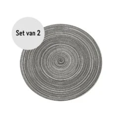 Krumble Placemat Rond - Zilver/grijs - Set Van 2