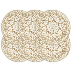 VidaXL Placemats 6 St Rond 38 Cm Jute Wit