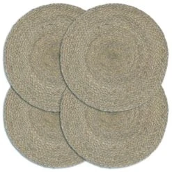 VidaXL Placemats 4 St Rond 38 Cm Jute Effen Grijs