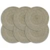 VidaXL Placemats 6 St Rond 38 Cm Jute Effen Grijs