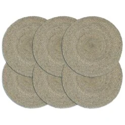 VidaXL Placemats 6 St Rond 38 Cm Jute Effen Grijs