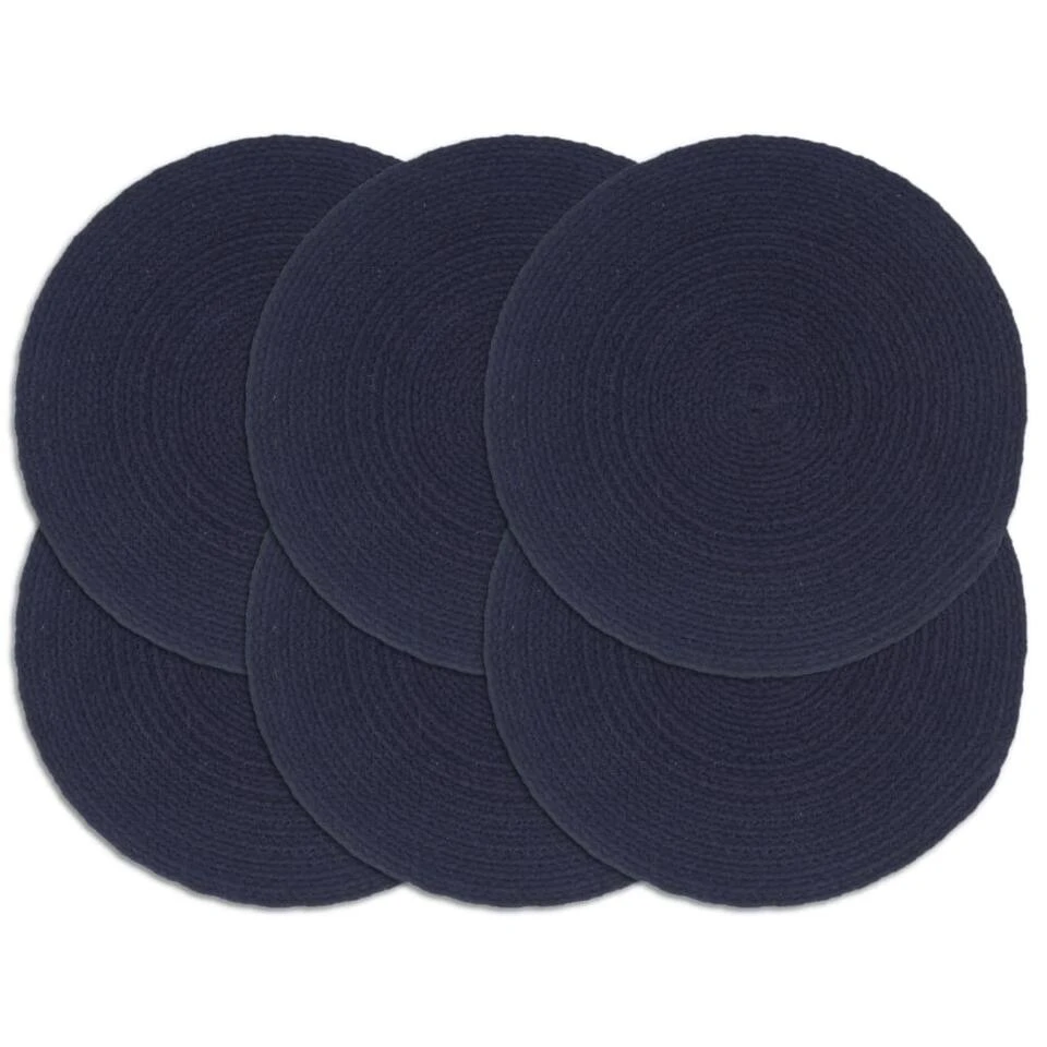 VidaXL Placemats 6 St Rond 38 Cm Katoen Effen Marineblauw