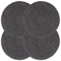 VidaXL Placemats 4 St Rond 38 Cm Jute Donkergrijs