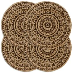 VidaXL Placemats 4 St Rond 38 Cm Jute Donkerbruin