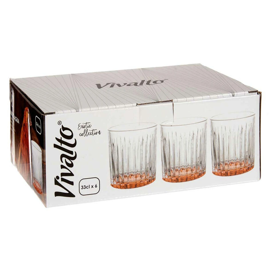 Vivalto - Drinkglazen Exotic Collection Set 6x Op Oranje Base 330 Ml - Afbeelding 3