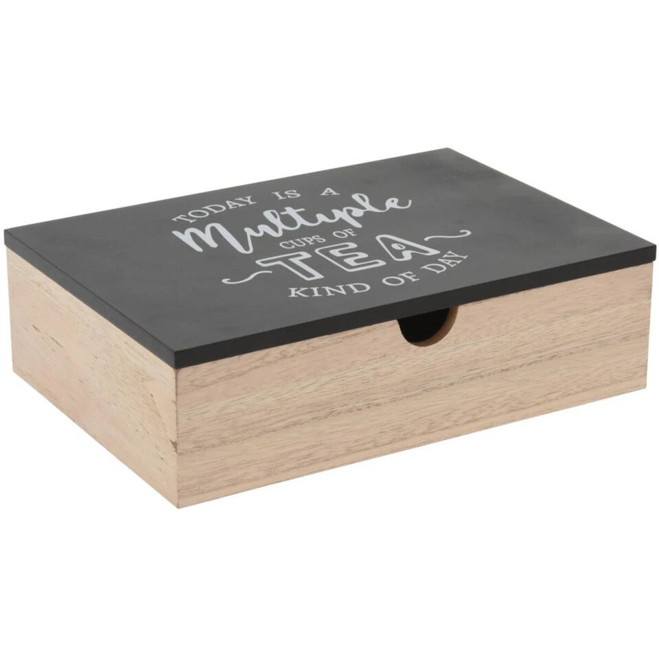 Excellent Houseware Theedoos - 6 Vakken - Antraciet - 24 Cm - Afbeelding 2