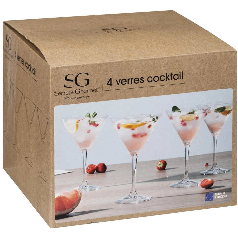 Secret De Gourmet Cocktailglazen/martiniglazen - 4x Stuks - 210 Ml - Transparant - Afbeelding 3