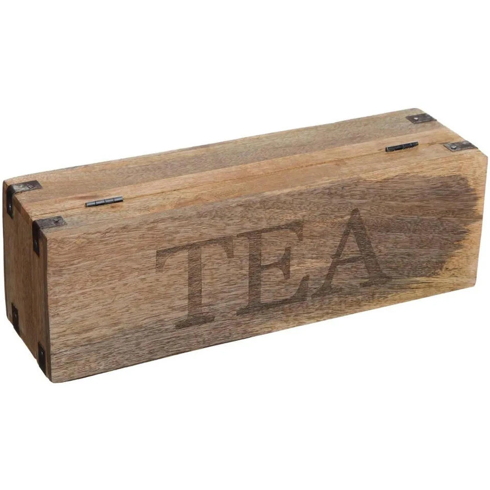 Atmos Fera Theedoos - Bruin - 4-vaks - Mango Hout - 32 X 10 Cm - Afbeelding 2