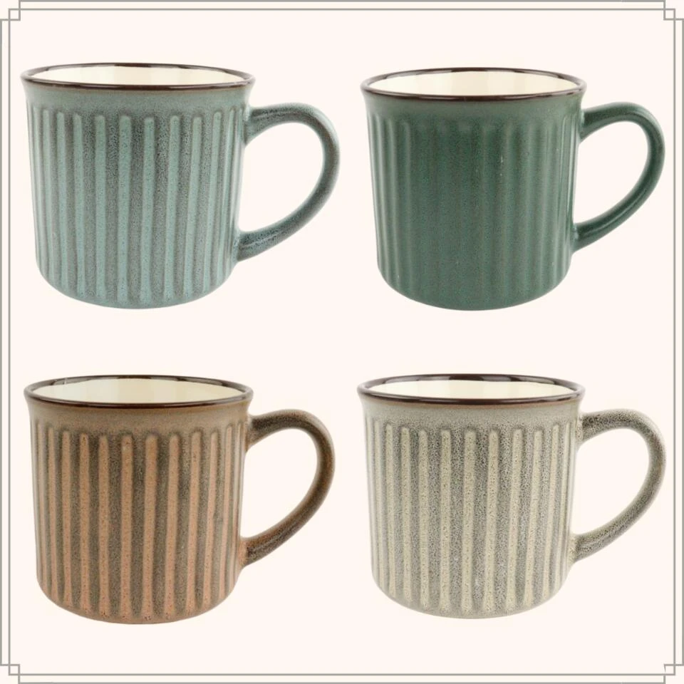 OTIX Koffiekopjes Met Oor Set Van 4 Aardewerk 200 Ml MOSS - Afbeelding 2