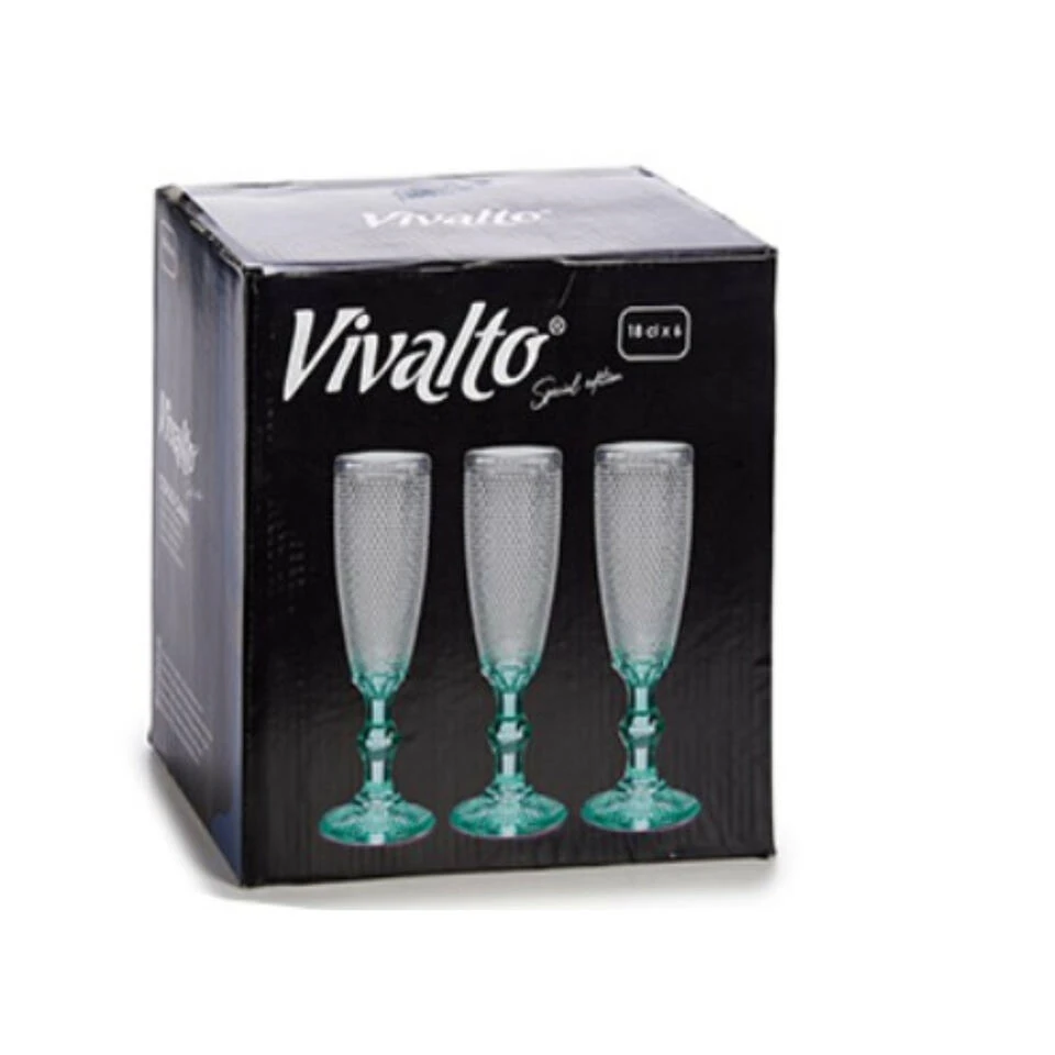 Vivalto - Luxe Champagneglazen Monaco Serie Set 6x Blauwe Voet 180 Ml - Afbeelding 3