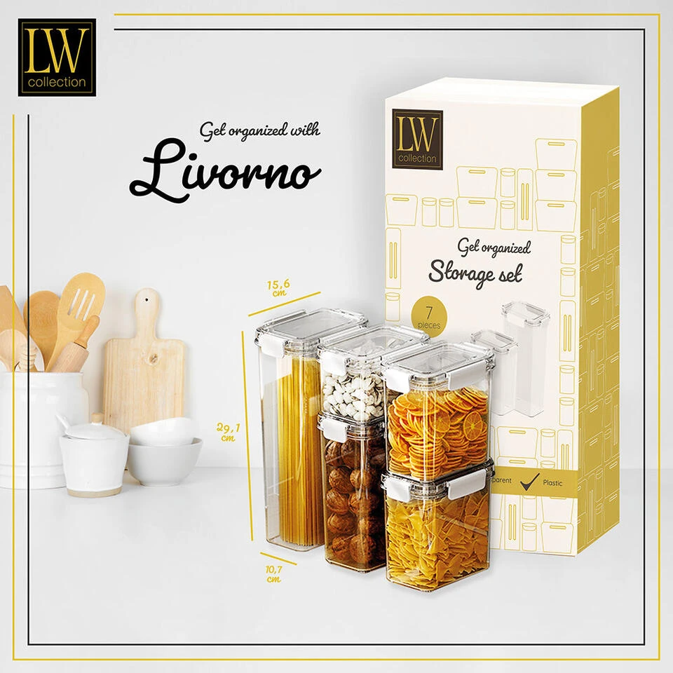 LW Collection Voorraadpotten 7 Stuks Met Stickers - Afbeelding 3