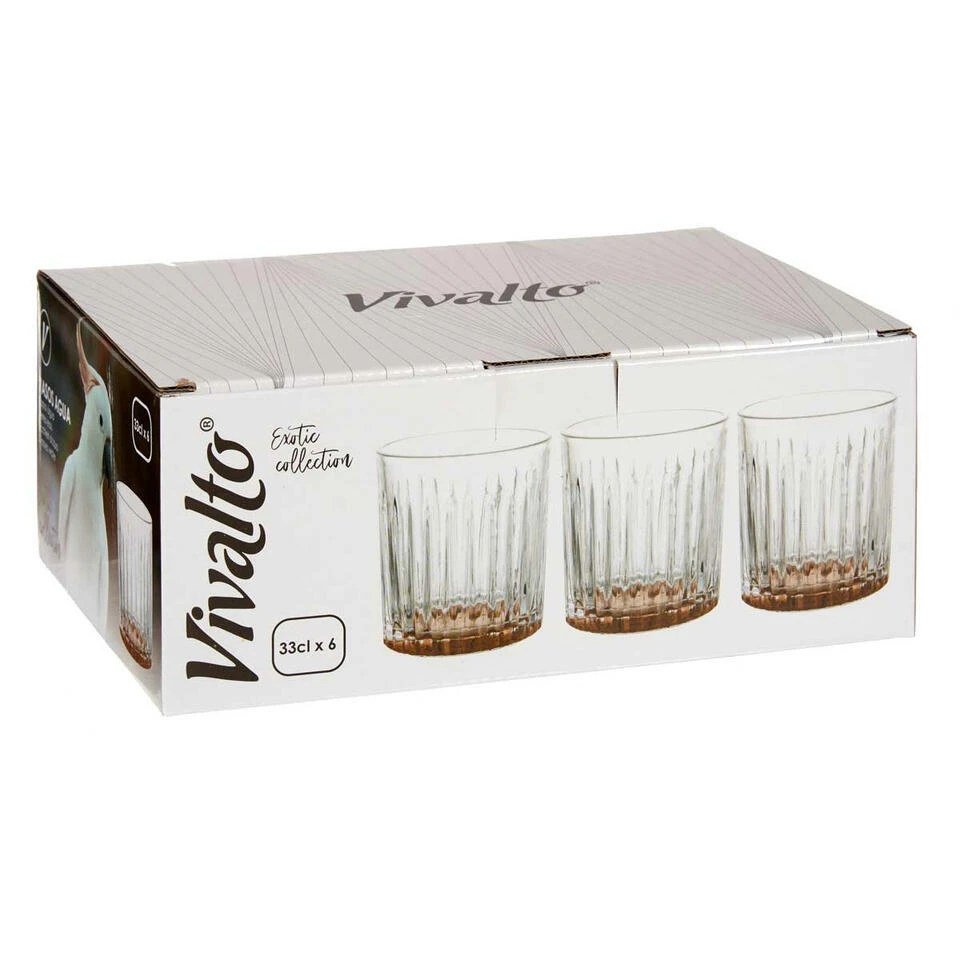 Vivalto - Drinkglazen Exotic Collection Set 6x Op Brons Base 330 Ml - Afbeelding 3