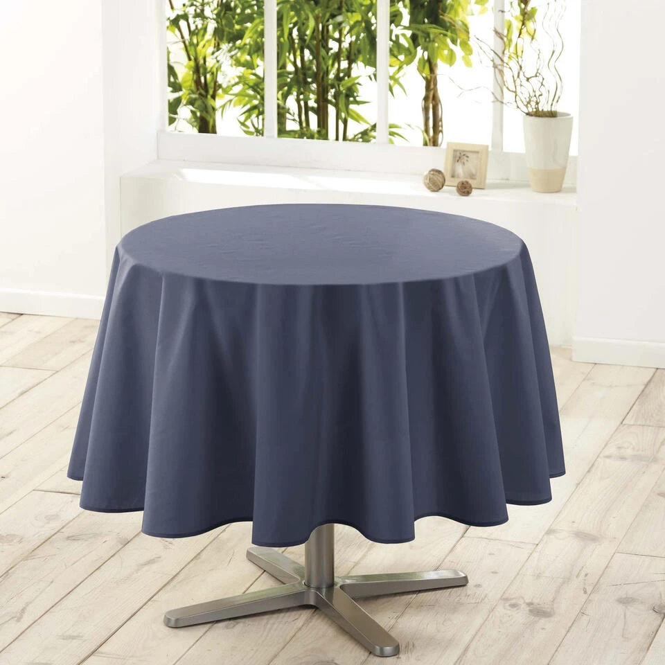 Wicotex Tafellaken - Donkerblauw - Rond - Polyester - 180 Cm - Afbeelding 2