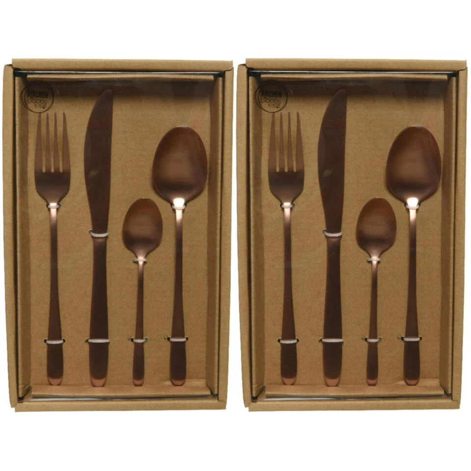 Decoris Bestekset - 16-delig - Rose Goudkleurig - RVS - 4 Personen - Afbeelding 2