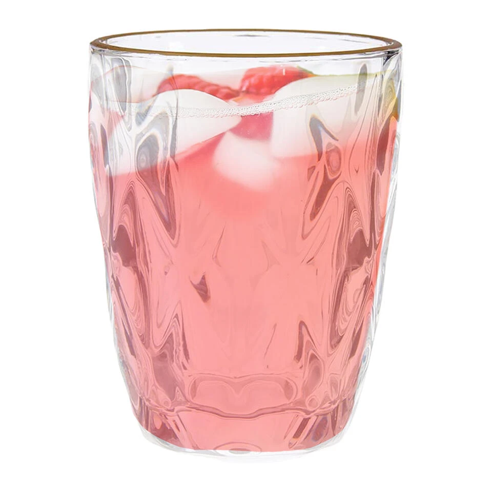 Vivalto Waterglazen/drinkglazen - Kristal Look - Gouden Rand - 270 Ml - Afbeelding 4